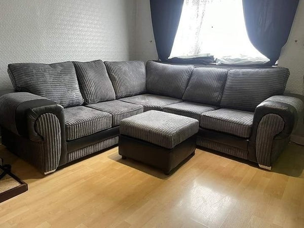 Tango Sofa - 5 Seater Corner Sofa - Full Back Cushions - Jumbo Cord & Faux Leather