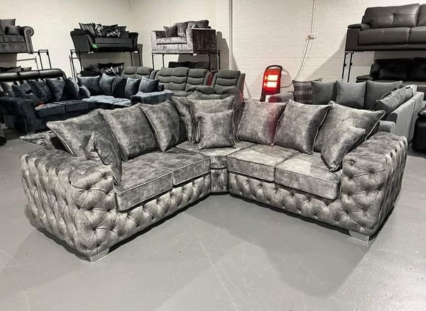 Ashton Sofa - 5 Seater Corner Sofa - Marble Fabric - Scatter Back Cushions / High Back Cushions