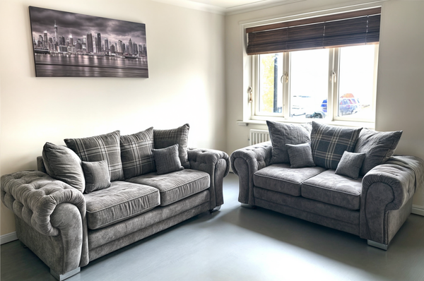 Verona Sofa - 3 Seater Sofa and 2 Seater Settee - Kensington Fabric - Scatter Back / High Back Cushions