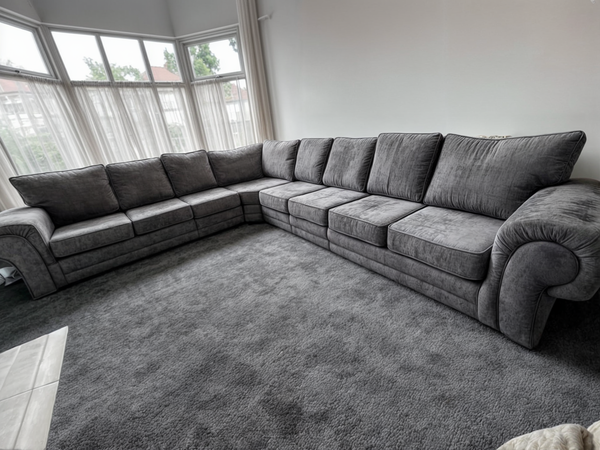 Verona Sofa - 8 Seater Corner Sofa - Kensington Fabric - Scatter Back Cushions & High Back Cushions
