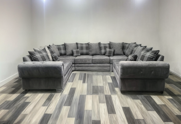 Verona Sofa - 8 Seater U Shape Sofa - Kensington Fabric - Scatter Back / High Back Cushions