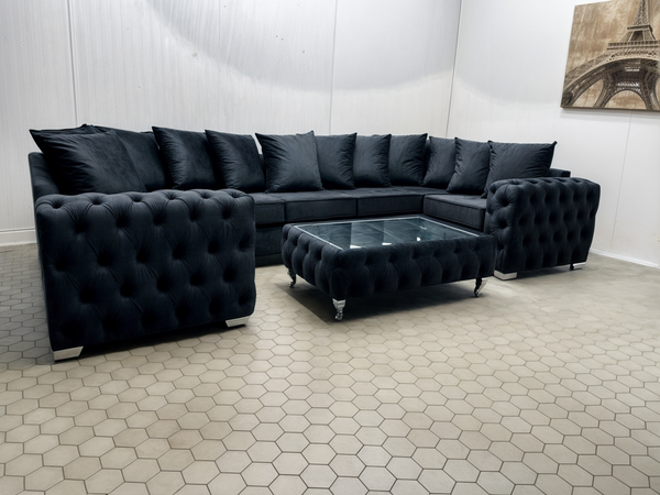 Ashton Sofa - 7 Seater U Shape Sofa - Plush Velvet - Scatter Back Cushions / High Back Cushions