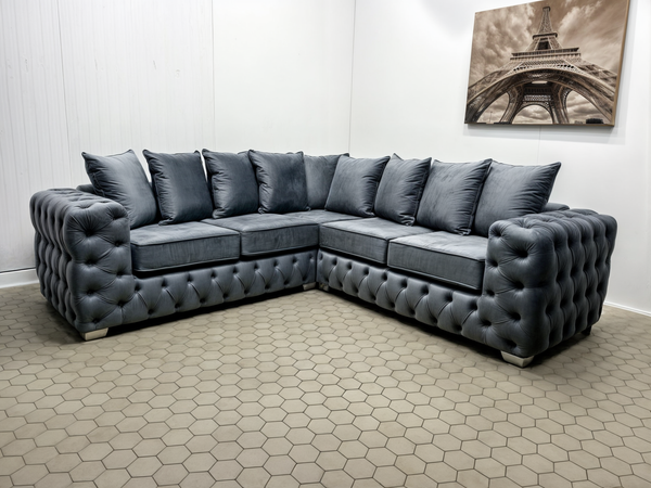 Ashton Sofa - 5 Seater Corner Sofa - Plush Velvet - Scatter Back Cushions / High Back Cushions
