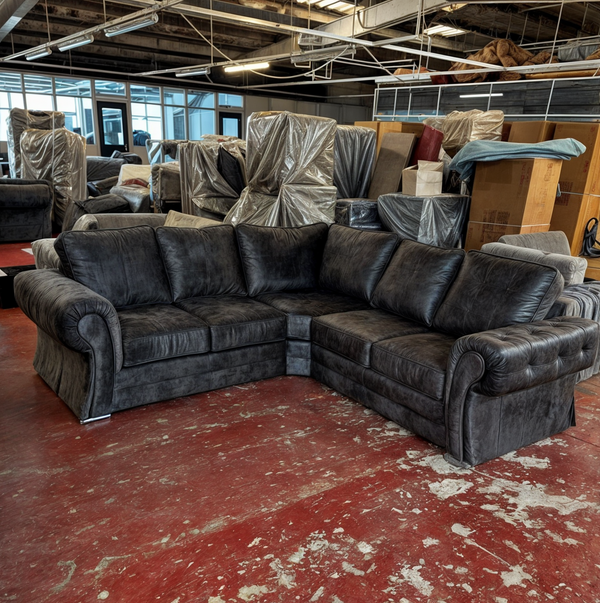 Verona 5 Seater Corner Sofa - Gun Metal Mable Fabric - Scatter Back / High Backs - Bespoke Sizes