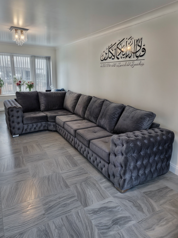 Ashton Sofa - 6 Seater Corner Sofa - Plush Velvet - Scatter back Cushions / High Back Cushions